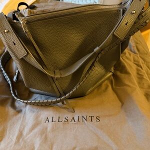 All Saints Slate Blue Leather Shoulder Bag
